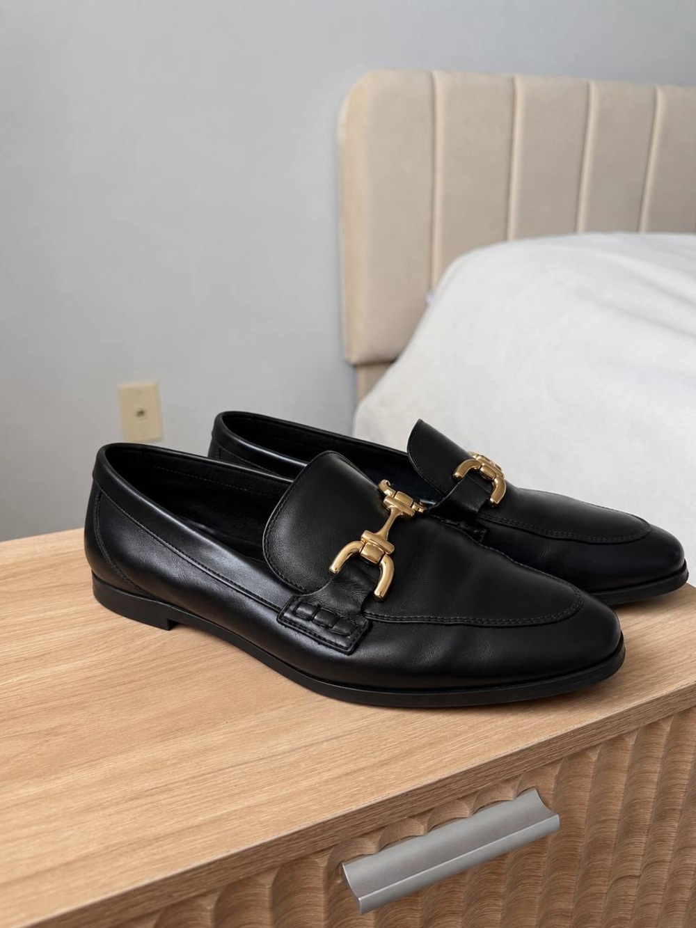 Zara Women’s Black Leather Loafers Size 37